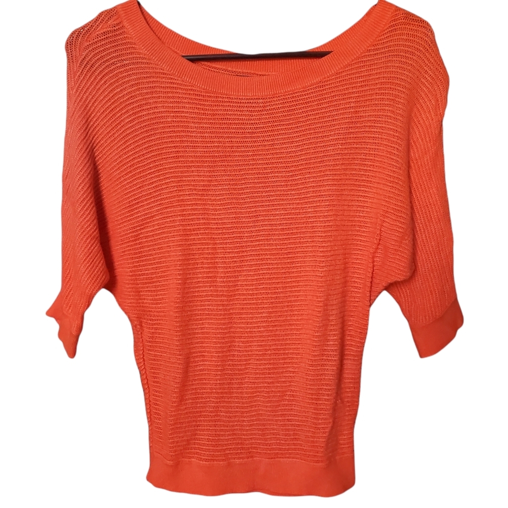EXPRESS | Lightweight 3/4 Sleeve Waffle Orange Sweater Top | Size XS
